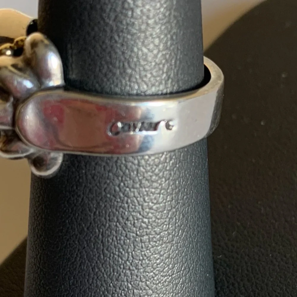 LAGOS SS and 18K gold caviar black mobe ring